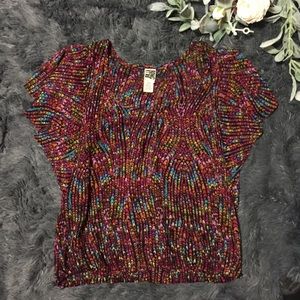 MultiColor Billabong Flutter Sleeve Top